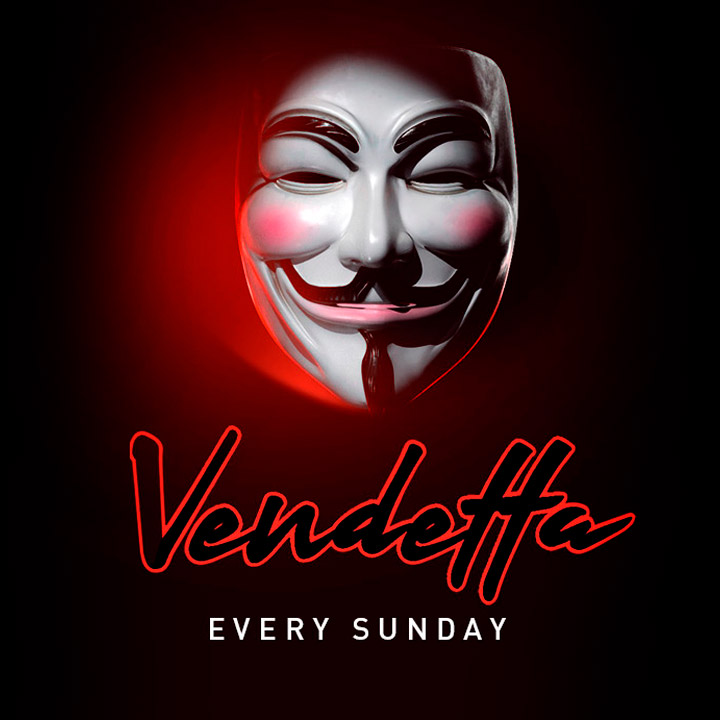 vendetta party cada Domingo. click para comprar tickets online